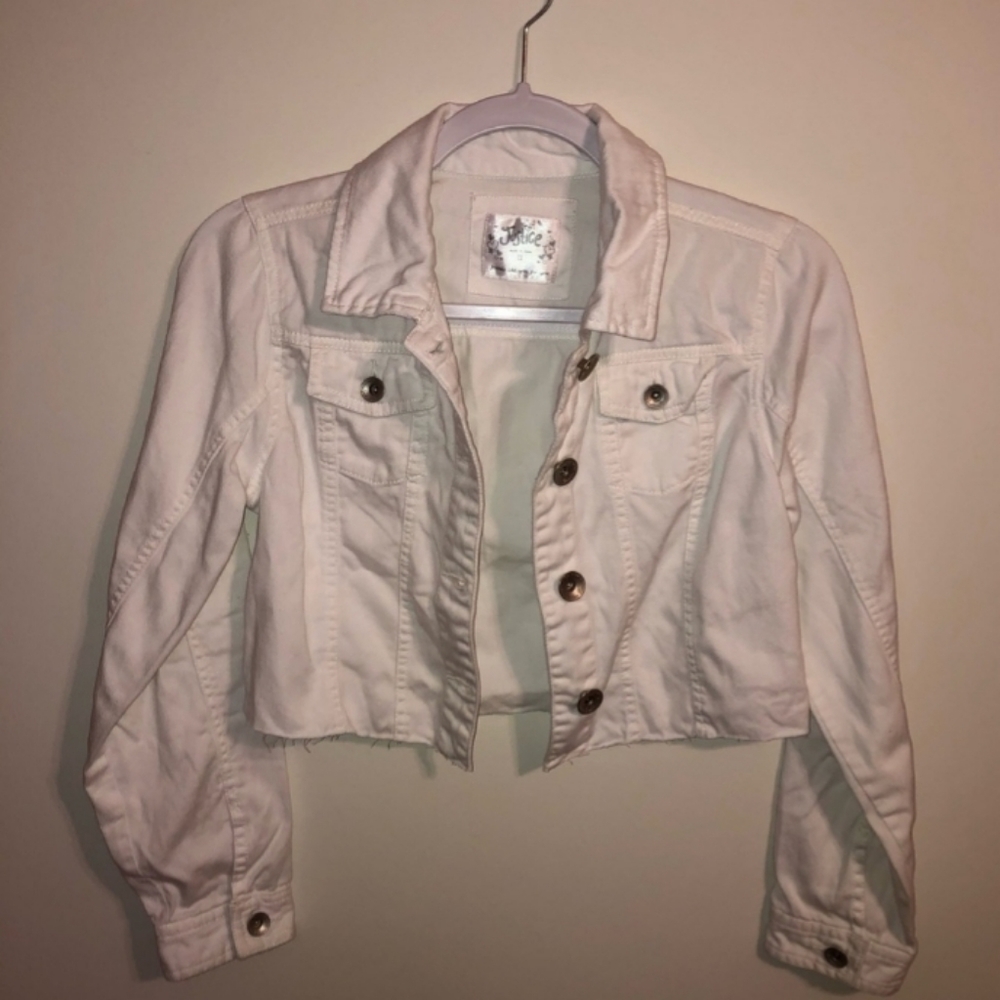Justice White Cropped Jean Jacket SZ 12